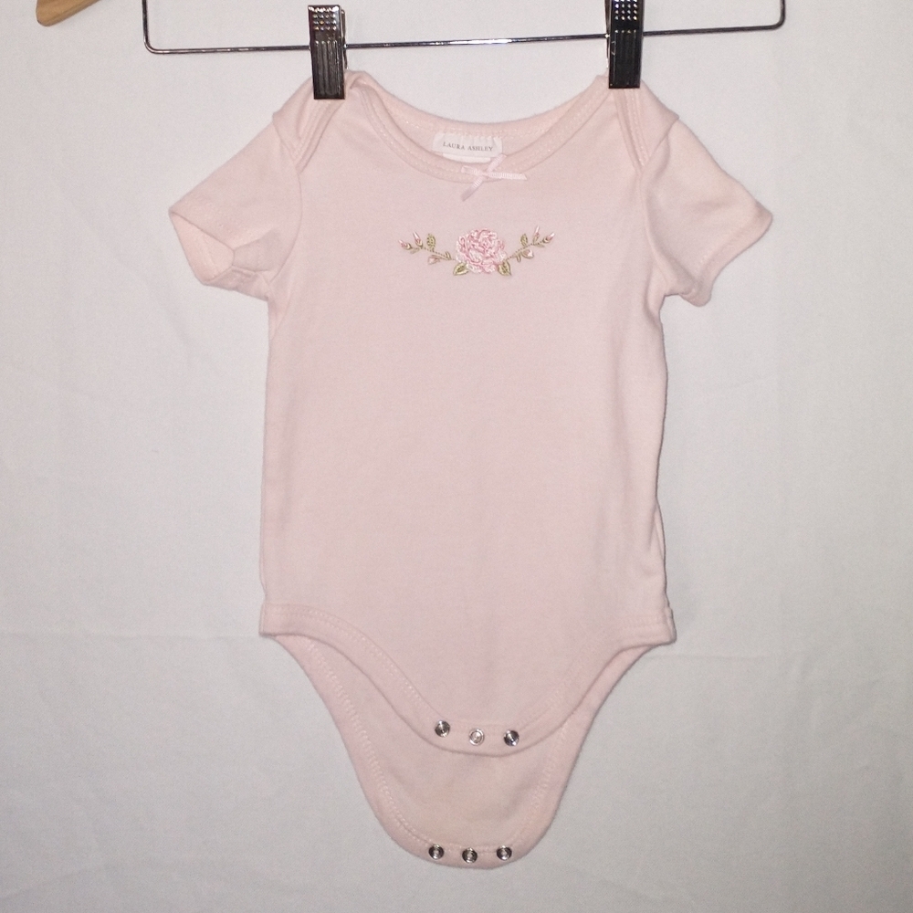 Laura Ashley 6-9 Months Light Pink Floral Baby Bodysuit Onesie